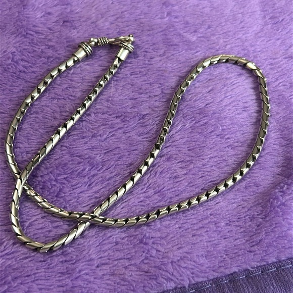 Men's Sterling Silver solid Chain Necklace. Unisex - Picture 6 of 7